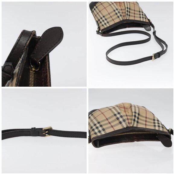 BURBERRY Nova Check Shoulder Bag PVC Beige Gold Auth 118306 - Picture 16 of 16